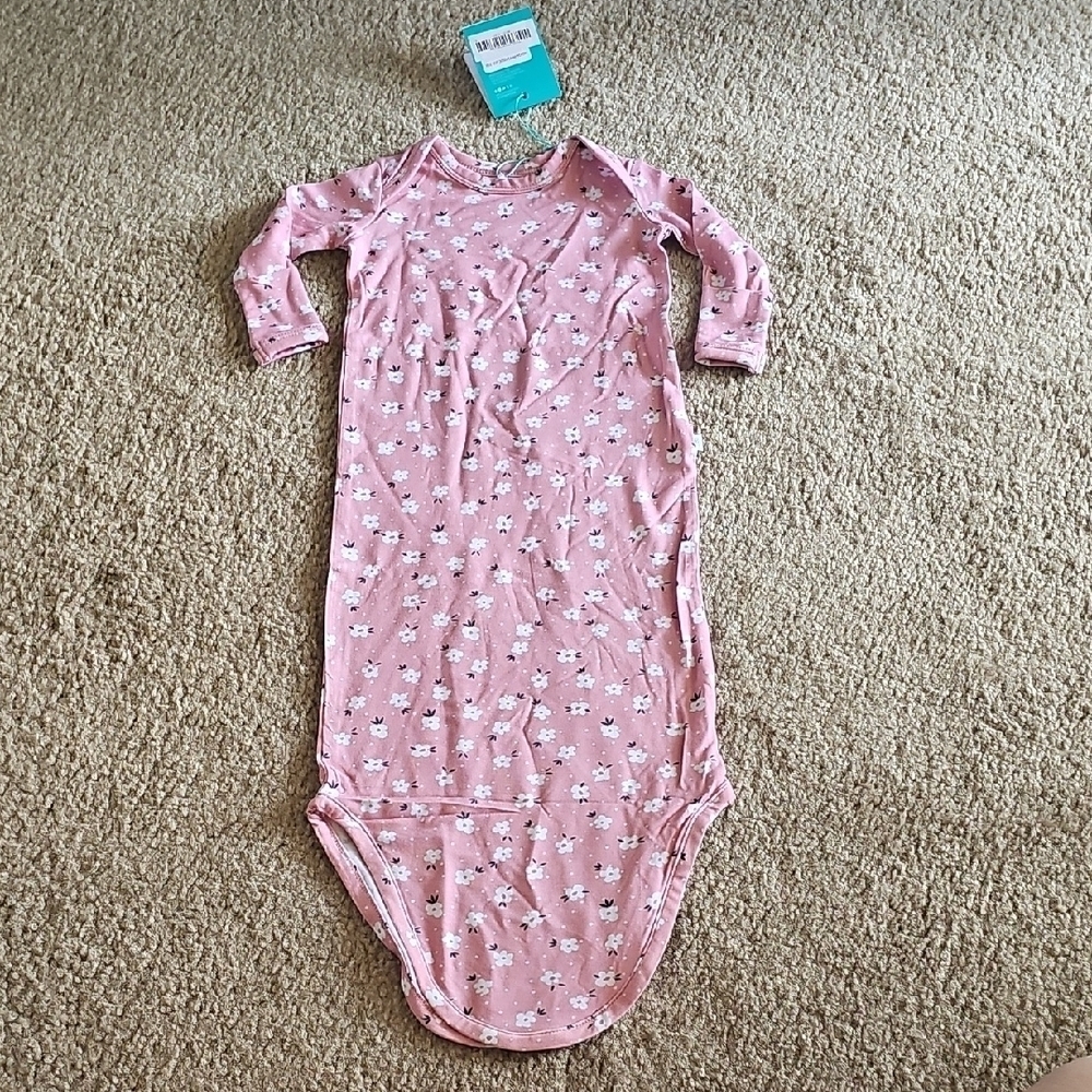 Posh Peanut Bamboo Pink Floral Knotted Gown 0 3M